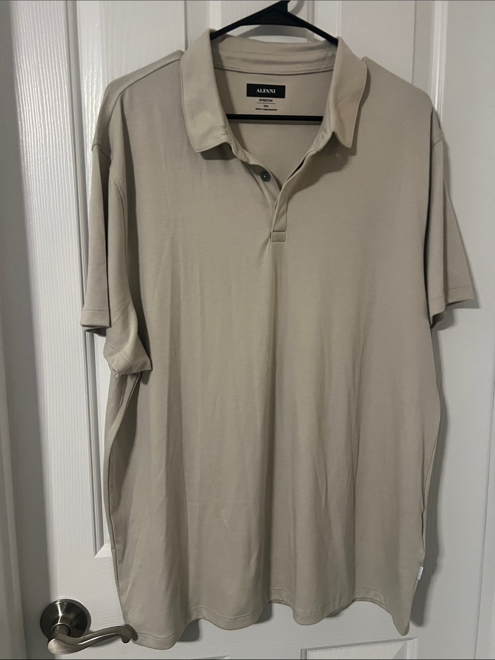 Alfani Men's Light Beige Short Sleeve Polo